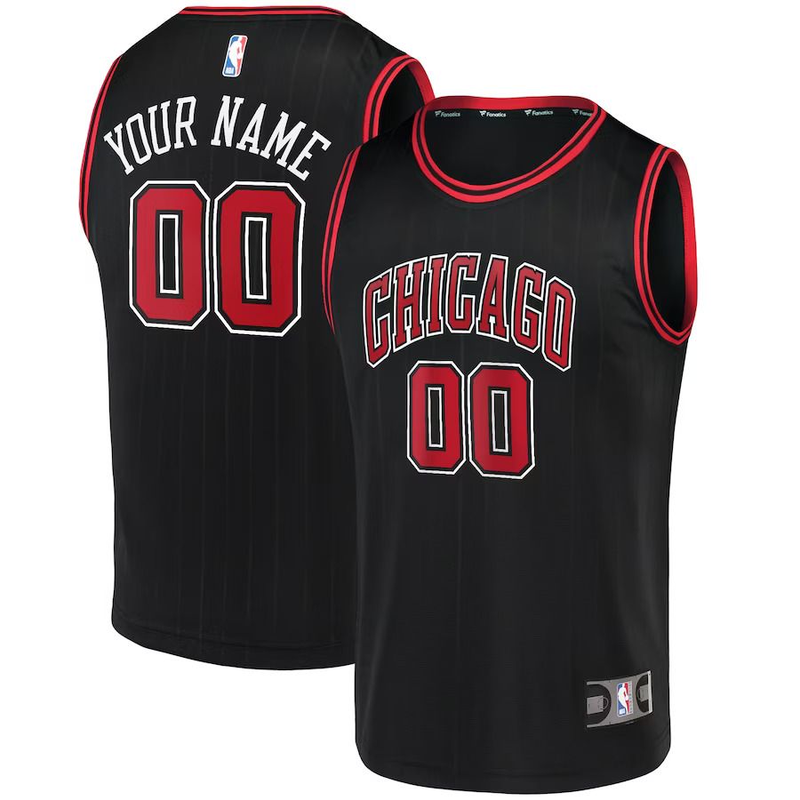 Men Chicago Bulls Fanatics Branded Black Fast Break Replica Custom NBA Jersey->customized nba jersey->Custom Jersey